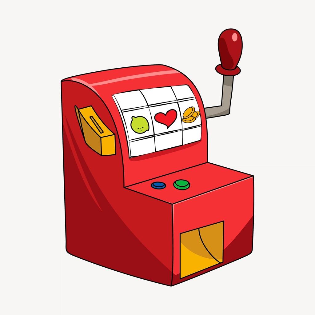 Ilustrasi mesin slot dengan simbol buah